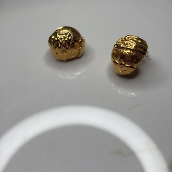 Gold Textured Earrings - Picture 2 of 6